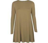 Ladies Round Neck Long Sleeve Swing Midi Dress Women’s Plain & Printed Flared Casual Dress, Elegant Party Wear Long Sleeve Outfit Plus Size Fashion UK 8-26
