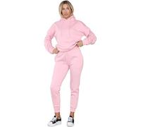 Ladies Ruched Sleeve Pullover Oversized Tracksuit Set, Womens Casual Plain Loungewear Solid Two Pieces Hooded Top & Jogger Bottom Sports Sweatshirts Joggers Sets Outfits, Size S-XL, Baby Pink-M
