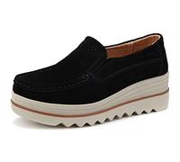 Ladies Running Sports Shoes Woven Sole Platform with Wedge Heel Non-Slip Fitness Slip-On Great Sneakers (Color : Black, Size : 4 UK)