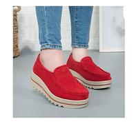 Ladies Running Sports Shoes Woven Sole Platform with Wedge Heel Non-Slip Fitness Slip-On Great Sneakers (Color : Red, Size : 2.5 UK)
