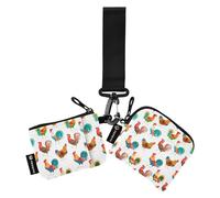 Ladies Rustic Rooster Farm Chickens Farm Cocks Purse Large Capacity Zipper Purse Purse for Men Women 2 Pieces Multi Color, Multicoloured., 4.13"(L) x 3.5"(W), Travel Accessories