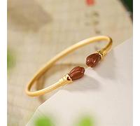 Ladies S25 Plated Natural Red Agate Personality Magnolia Lady Open Women's Bracelets