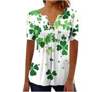 Ladies Saint Patricks Day T Shirt UK Deals Womens Button Down Tee Shirt Green Shamrock Pullover Short Sleeve SweatshirtCasual Tunic Tops Comfort Blouse St. Patrick's Day T-Shirt Holiday Fancy Shirts