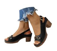 Ladies Sandals Chunky Heeled Sandals with Adjustable Ankle Strap Open Peep Toe Slingback Low Heeled Sandals Floral Elegant Business Daily Wedding Party Comfortable Shoes for Bride