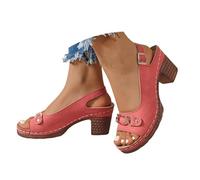 Ladies Sandals Chunky Heeled Sandals with Adjustable Ankle Strap Open Peep Toe Slingback Low Heeled Sandals Floral Elegant Business Daily Wedding Party Comfortable Shoes for Bride