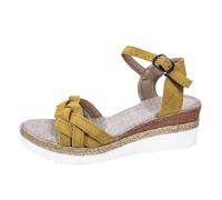 Ladies Sandals Size 5 Heel Summer Thick Bottom Fish Mouth Casual Sandals Sliders Size 7 (Yellow, 7)