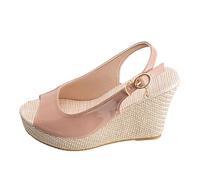 Ladies Sandals Size 7 Uk Fish Mouth Slope With Thick Sole Leather Upper Shoes Solid Color Slip Outdoor Sandals Ladies Size 7 Uk (6)