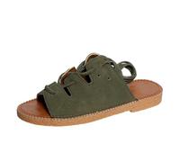 Ladies Sandals Summer New Sexy Foot Ring Strap Comfortable Flat Beach Large Size Casual Flip Flops (Camouflage, 4.5)