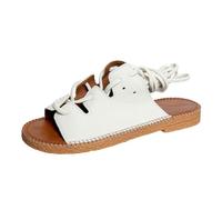 Ladies Sandals Summer New Sexy Foot Ring Strap Comfortable Flat Beach Large Size Casual Flip Flops (White, 5.5)