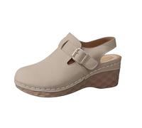 Ladies Sandals Wedge Slip On With Arch Support Platform Close Toe Sandals For Women Dressy Odor-Resistant Non-Slip Long-Lasting Sliders Breathable Memory Foam Adjustable Strap Sliders