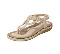 Ladies Sandals Womens Flip Flops 2026 Uk Bohemian Sparkly Arch Support Toe Post Sandal Wide Fit Non Slip Braided T-Bar Flat Sandal Comfy Casual Dressy Walking Sandals Beach Holiday Summer Flats