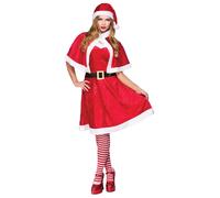 Little Miss Santa Womens Fancy Dress Costume Christmas Party - One Size