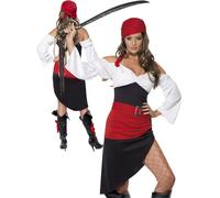 Ladies Sassy Pirate Wench Costume Adults Buccaneer Fancy Dress Womens 8-18