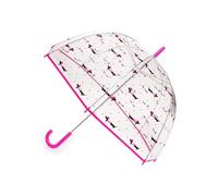 KAV Ladies Transparent Clear Umbrella Brolly assorted Colour Trim - Sweet, Beautiful, Lightweight Design Dome Parasol for Women (Ladies Sausage Dog)