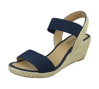 Ladies Savannah Wide Fit Wedges F2292 - Navy Elastic - UK Size 5 - EU Size 38 - US Size 7