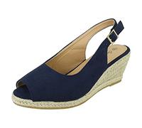 Ladies Savannah Wide Fit Wedges F2295 - Navy Microsuede - UK Size 3 - EU Size 36 - US Size 5