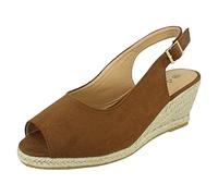 Ladies Savannah Wide Fit Wedges F2295 - Taupe Microsuede - UK Size 7 - EU Size 40 - US Size 9