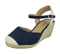 Ladies Savannah Wide Fitting Wedges F2293 - Navy Microfibre - UK Size 6 - EU Size 39 - US Size 8