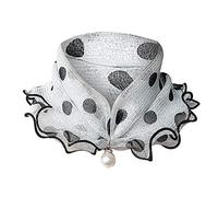 Ladies Scarf Lightweight - Gold Silk Square Scarf with Pearl Edge Detachable Lace Fashion Bib Accessory