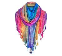 Ladies Scarfs-Triangle Scarf-Women Lady Muslim Folk Custom Print Tassel Square Scarf Wrap Shawl Travel Scarve (One Size)