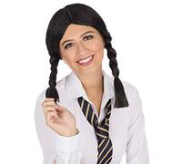 Ladies School Girl Wig Black Plaits Dorothy Halloween Fancy Dress Accessory