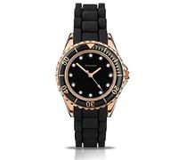 Ladies Sekonda black & rose tone silicone strap watch 4743