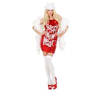 Ladies Sequin Dress Happy New Year Costume Medium UK 10-12 for 70s Disco Fancy Dress
