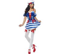 Ladies Sexy Saucy Sailor Sweetie Navy Corset Tutu Fancy Dress Costume Outfit (UK 12-14)