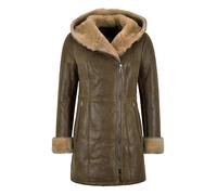 Ladies Sheepskin Jacket B3 Flying Genuine Leather Hooded Classic Aviator Hip Length Jacket NV-39 (16, Rust Antique/Beige)
