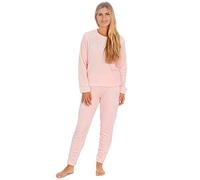 Ladies Shimmer Pyjama Set Long Sleeved PJ's Lounge Set Flannel Fleece Winter Pink Sizes X-Large
