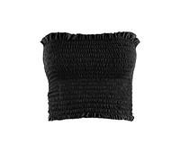 Ladies Shirred Bandeau Sheering Boob Tube Top Womens Strapless Gather Summer Bra Crop Top Black