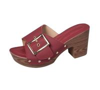 Ladies Shoes Wide Fitting Round Head Hollow One Line Buckle Fashionable European and American Style Large Size Women's High Heel Casual Slippers Arch Support Shoes for Women (Hot Pink, 6.5)