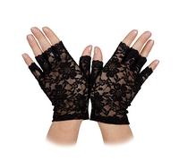 Ladies Short Lace Gloves Black Accessory for 80s 50s Victorian Fancy Dress