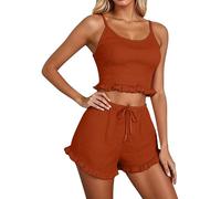 Ladies Short Pyjamas Sets, Pyjamas for Women Soft Comfort Cami Tank Tops Drawstring Elastic Waist Casual Summer Shorts Lightweight Breathe Vest And Shorts Pyjama Set Women Comfortable Sleep Wear