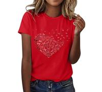 Ladies Short Sleeve Blouses My Orders, V Nevk Plus Size Ladies Blouses Size 14 Breathable Floral Prints Lightweight Holiday Clothes 30th Birthday Gifts for Women Sales Red