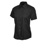 Uneek UC712 Ladies Poplin Short Sleeve Shirt Black 2XL Colour: Black, 2XL