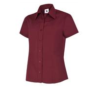 Ladies Short Sleeve Tailored Fit Shirt Womens Poplin Office Formal Work Wear