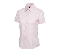 Ladies Short Sleeve Tailored Fit Shirt Womens Poplin Office Formal Work Wear