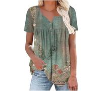 Ladies Short Sleeve Tops My Orders, Plus Size Crew Neck Womens Blouses Breathable Button Down Lightweight Maternity Clothes Thank You Gift Sales Green