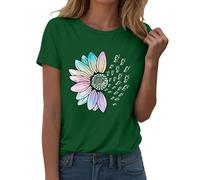 Ladies Short Sleeve Tops My Orders, V Nevk Plus Size Ladies Blouses Comfortable Floral Prints Lightweight Summer Clothes Gifts for Mothers Day Sales Green