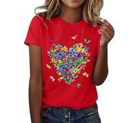 Ladies Short Sleeve Tops My Orders, V Nevk Plus Size Ladies Shirts and Blouses Breathable Solid Color Lightweight Holiday Clothes Gifts for Her Sales Red