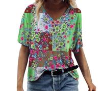 Ladies Short Sleeve Tops Size 20 Mint Green Blouse Xmas Gifts for Women Club Women's Floral Animal Print V Neck Short Sleeve Top T Shirt Running Shirt Women Light Warehouse Clearance Bargains Sale