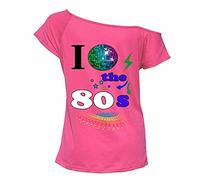 Ladies Short Sleeves I Love The 80s T Shirt Womens 1980s Retro Pop Star Tees Top (I Love 80s Globe Pink UK 20-22)