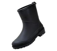 Ladies Short Wellies Waterproof Ankle Boots Women Garden Shoes Penguin Rain Boots Short Rain for Womens Ankle Rainboot Garden Boot Ladies Rubber Outside Work with Comfort Up Women (Black,5)