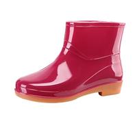 Ladies Short Wellies Waterproof Boots for Women UK Men's and Women's Couple Fashion Rain Boots Non Slip Wear Rain Shoes for Outdoor Work Fishing Travel Snowy River (Red 6)