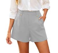 Ladies Shorts Tailored Bermuda Shorts with Pockets Womens Clothes Elastic High Waisted Wide Leg Summer Pants Casual Business Office Golf Smart Suits Dress Work Pants Plus Size Summer Clothes Gray