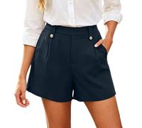 Ladies Shorts Tailored Bermuda Shorts with Pockets Womens Clothes Elastic High Waisted Wide Leg Summer Pants Casual Business Office Golf Smart Suits Dress Work Pants Plus Size Summer Clothes Navy