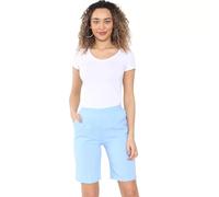 Ladies Shorts - Women's Half Elasticated Waist Lightweight Capri Shorts with 2 Pockets, Stretch Joggers for Summer, Gym, Beach & Holiday Wear - Comfortable & Stylish (Sky Blue 24)