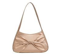 Ladies Shoulder Bag Solid Color Bow Personality Armpit Square Bag Shoulder Bags (Gold, One Size)