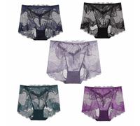 Ladies Silk Lace Handmade Underwear, 3/5Pcs Seamless Panties Lacy Sexy Underwear for Women Mid Waist Briefs. (M, G)